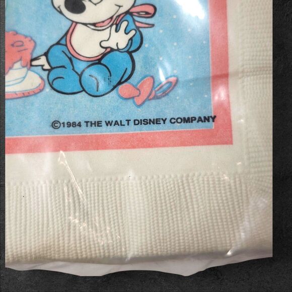 Vintage Disney Baby’s First Birthday Mickey Mouse Napkins Set of 2 1984 Licensed - Picture 7 of 8